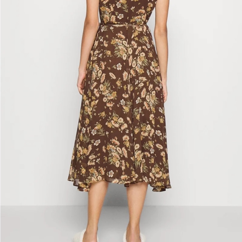 Ralph Lauren Brown Floral High Low Dress